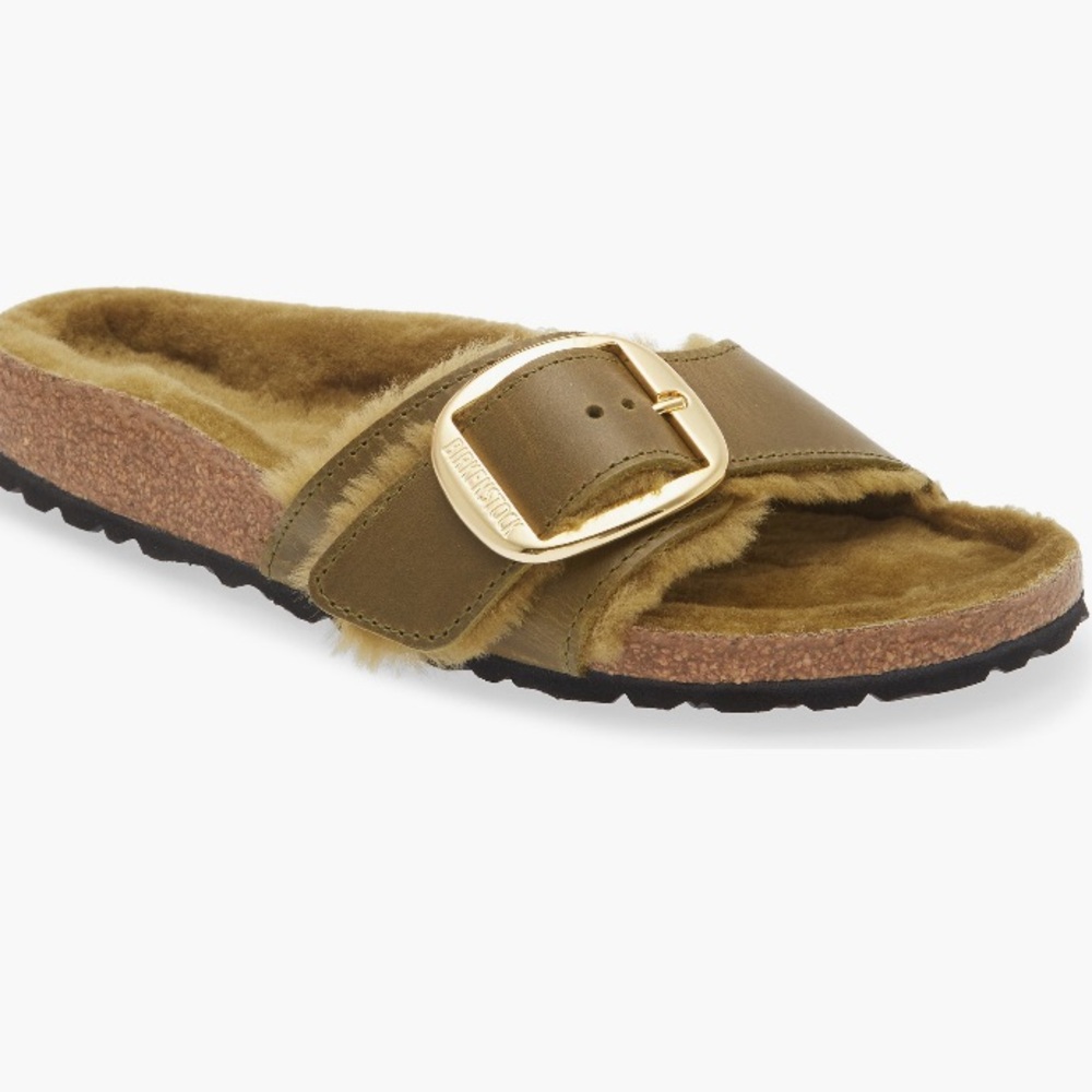 MADRID BIG BUCKLE GENUINE SHEARLING LINED SANDAL